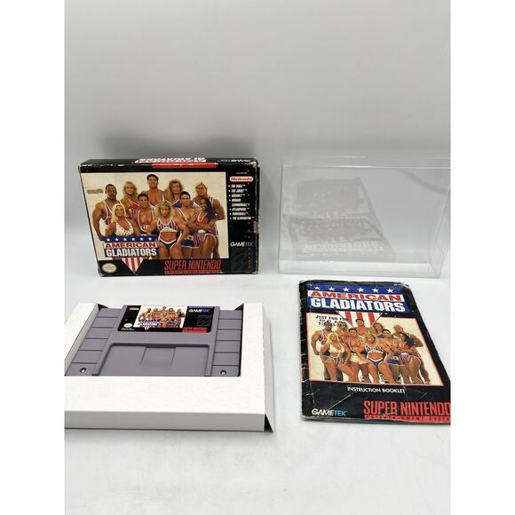 American Gladiators (SNES, 1993) CIB Manual And Protective Case Tested - Picture 1 of 16
